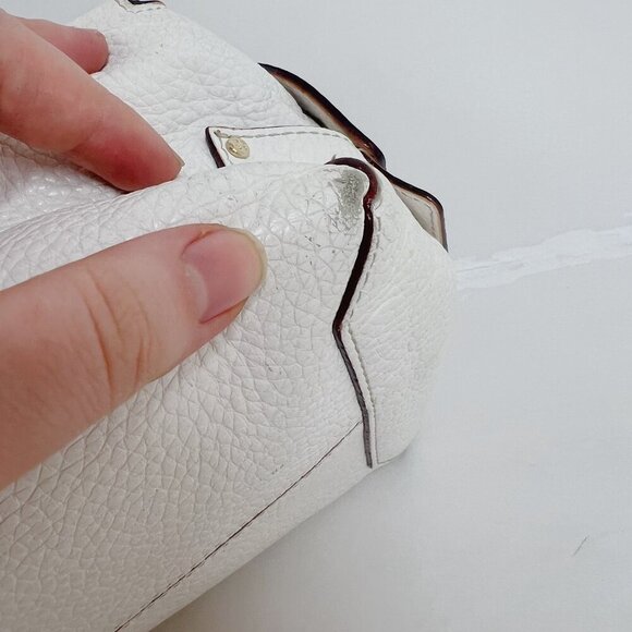 SOLD y2k Vintage Kate Spade White Pebbled Leather Baguette Bag Mini Duffle - Picture 11 of 14